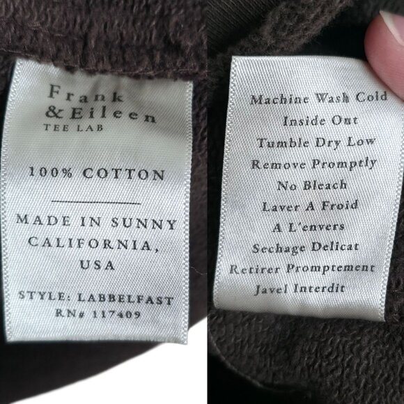 Frank & Eileen Belfast Irish Chocolate Brown Triple Fleece Sweatshirt Jacket L - Picture 8 of 9